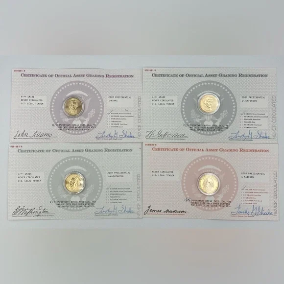 2007 Presidential Dollar Coin Set Certificate of Asset Grading Uncirculated Gift - Picture 6 of 6